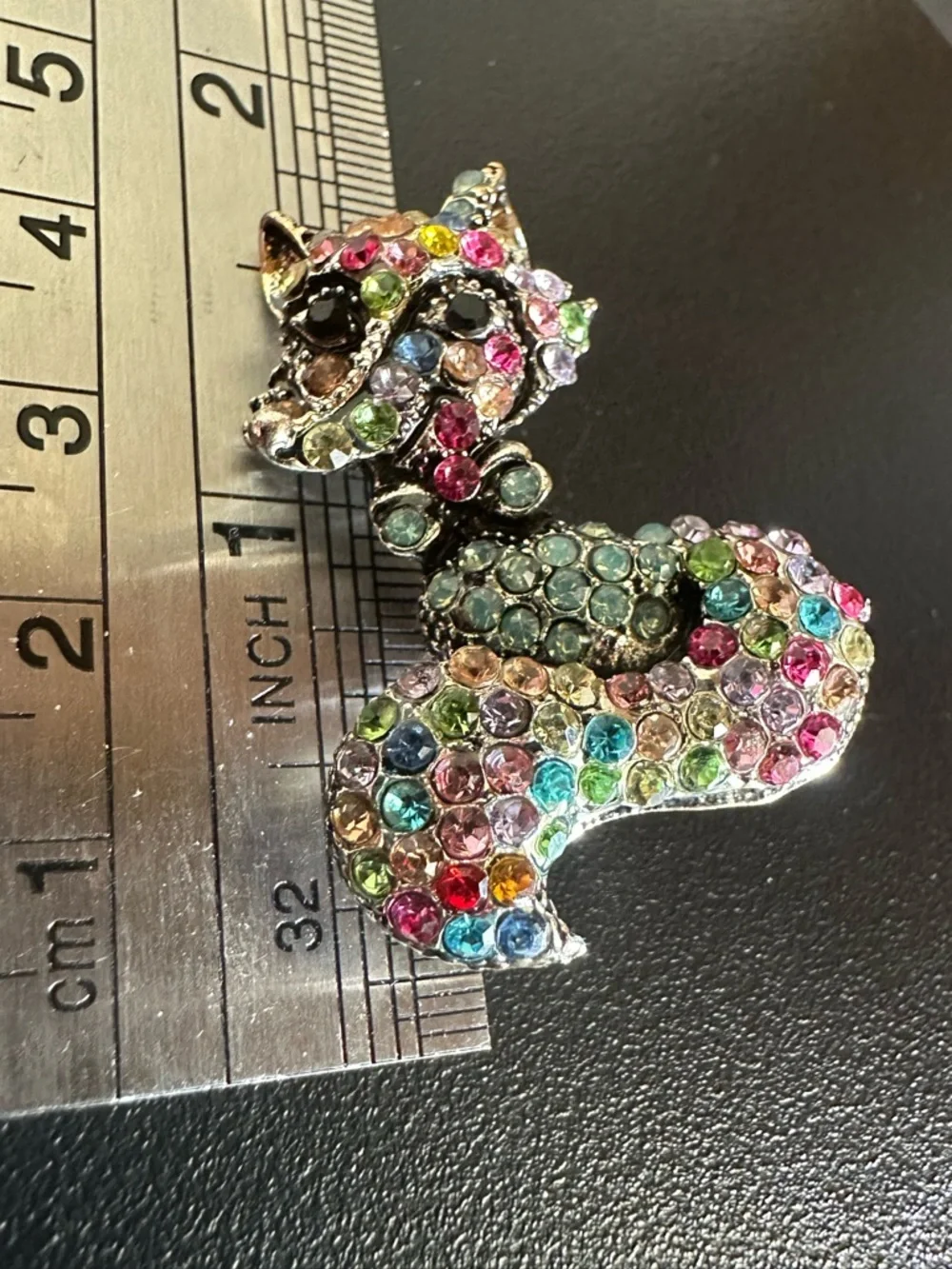 Multicolor Rhinestones Fox Brooch - Picture 4 of 6